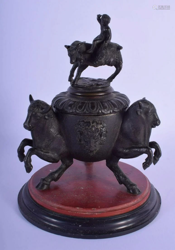 A 19TH CENTURY ITALIAN GRAND TOUR BRONZE AND RED M…