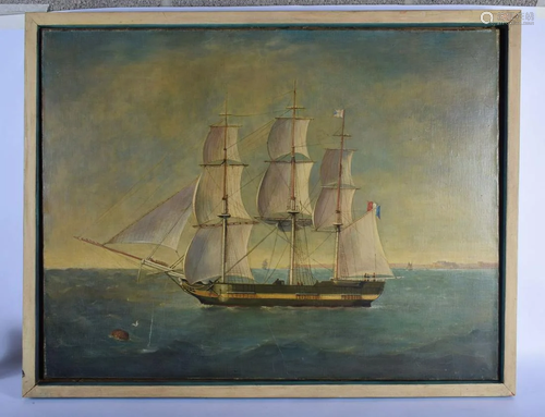 European School (19th Century) Oil on canvas, Ship at