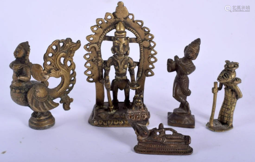 FIVE 19TH CENTURY INDIAN BRONZE BUDDHISTIC DEITIES