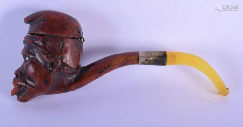 A RARE 19TH CENTURY COLONIAL CARVED WOOD PIPE mo…