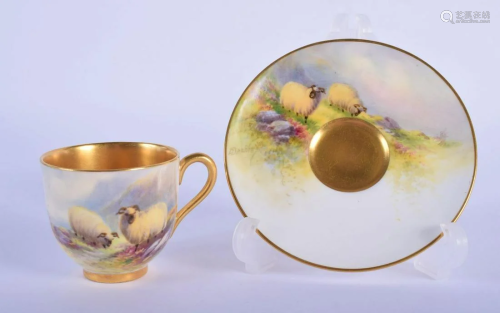 Royal Worcester demi tasse cup and saucer painted with