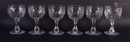 SIX VICTORIAN GLASS RUMMERS. 17.5 cm high. (6)