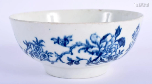 A RARE MID 18TH CENTURY WORCESTER BLUE AND WHITE