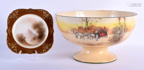 A LARGE ROYAL DOULTON SERIES WARE BOWL together with a