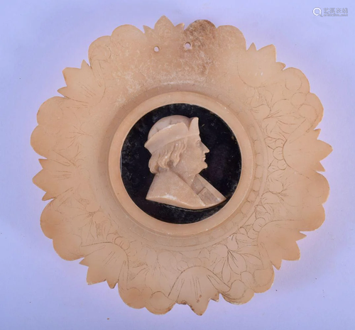 A 19TH CENTURY ITALIAN CARVED ALABASTER CAMEO PORTRAIT