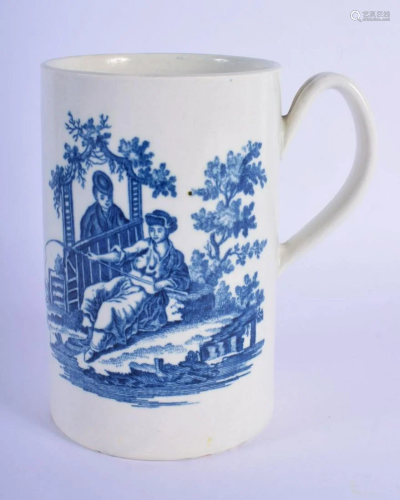 18th c. Worcester fine cylindrical mug decorated with
