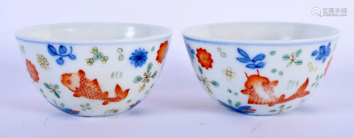 A PAIR OF CHINESE DOUCAI PORCELAIN TEABOWLS 20th