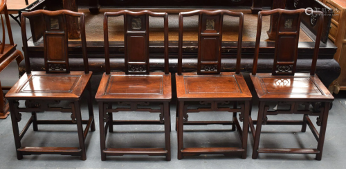 A set of 4 Chinese hardwood Side chairs (Hongmu) 19th