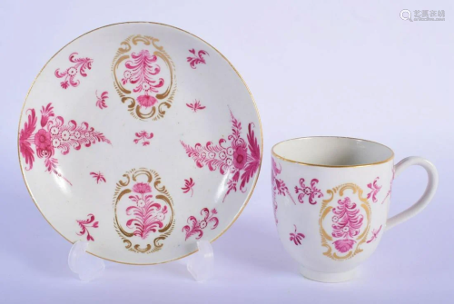 18th c. Worcester coffee cup and saucer painted with