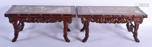 AN UNUSUAL PAIR OF EARLY 20TH CENTURY CHINESE HARDWOOD