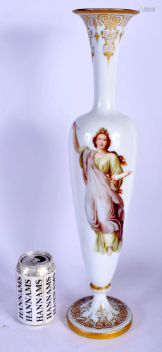 A LARGE 19TH CENTURY ENAMELLED OPALINE GLASS VASE