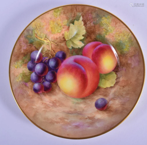 Royal Worcester plate painted with fruit by H. Ayrton,