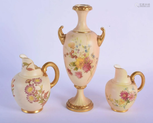 Royal Worcester two handled blush ivory vase painted