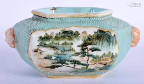 A 19TH CENTURY CHINESE TURQUOISE GLAZED PORCELAIN BR…
