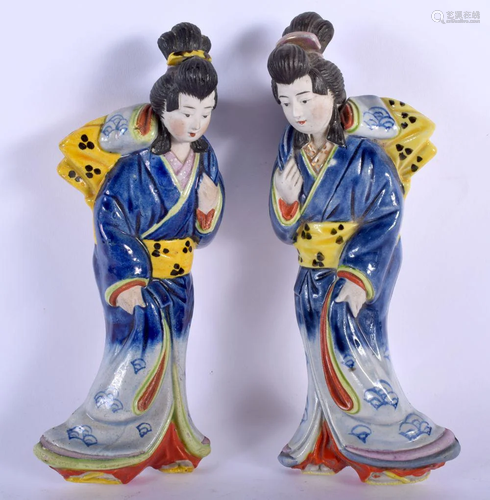 A PAIR OF JAPANESE TAISHO PERIOD PORCELAIN WALL