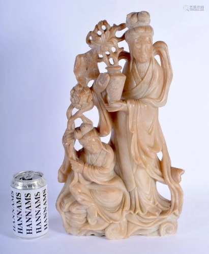 A LATE 18TH/19TH CENTURY CHINESE CARVED ALABASTER