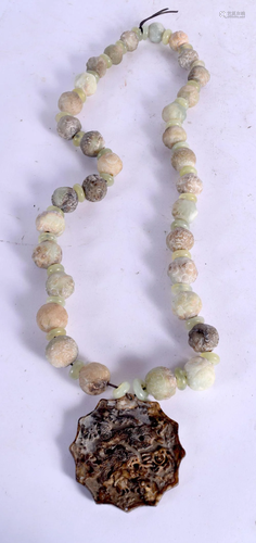 A LARGE CHINESE CARVED JADE NECKLACE 20th Century. 100