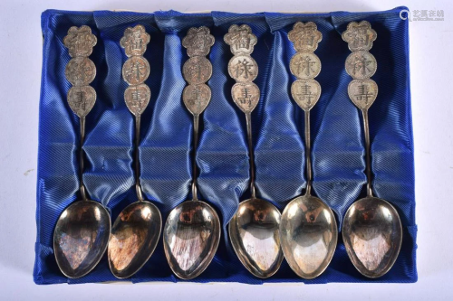 SIX CHINESE REPUBLIC PERIOD SILVER SPOONS. 50 grams.