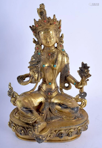 A CHINESE TIBETAN BRONZE FIGURE OF A BUDDHA 20th