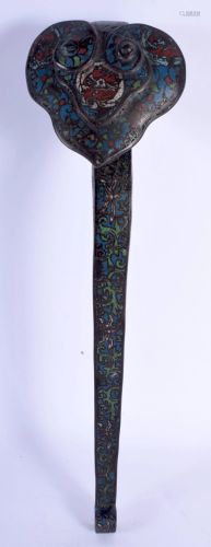 A CHINESE BRONZE AND CHAMPLEVE ENAMEL RUI SCEPTRE