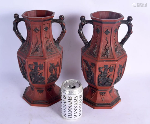 A PAIR OF 19TH CENTURY TWIN HANDLED ANTIQUITY REVIVAL