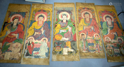 Tibetan/Chinese School (19th Century) 5 x Painted