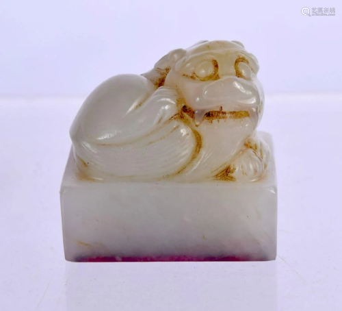 A 19TH CENTURY CHINESE CARVED JADE SEAL Qing, modelled