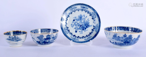 THREE 18TH CENTURY CHINESE BLUE AND WHITE BOWLS
