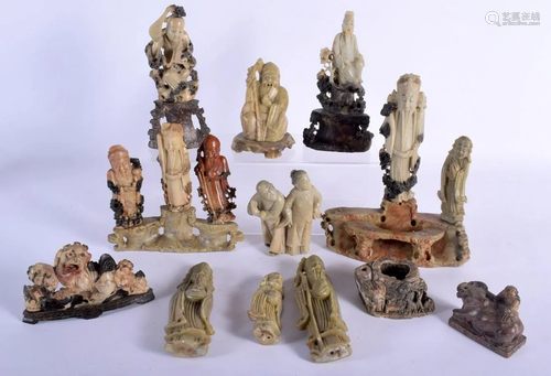 A COLLECTION OF 19TH CENTURY CHINESE SOAPSTONE FIG…