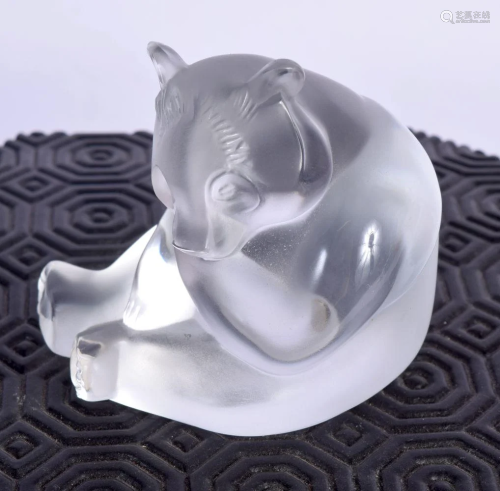 A LALIQUE FRENCH GLASS PANDA. 7 cm x 6 cm.