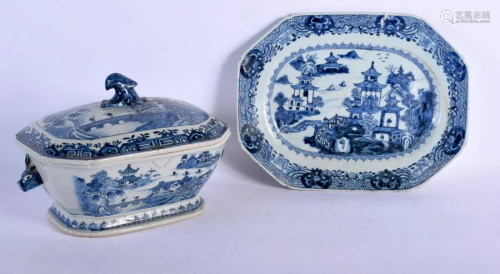 A LARGE 18TH CENTURY CHINESE BLUE AND WHITE TUREEN …