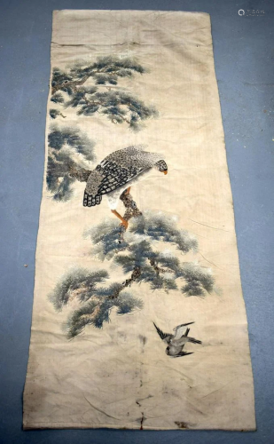 A 19TH CENTURY JAPANESE MEIJI PERIOD EMBROIDERED SILK