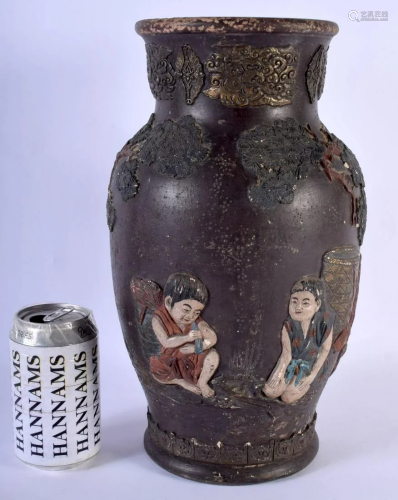 A 19TH CENTURY JAPANESE MEIJI PERIOD PAINTED TERRACOTTA