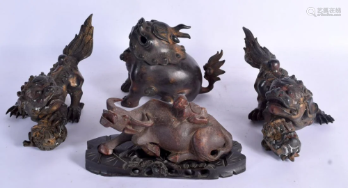 A CHINESE BUDDHISTIC BRONZE LION CENSER AND COVER …
