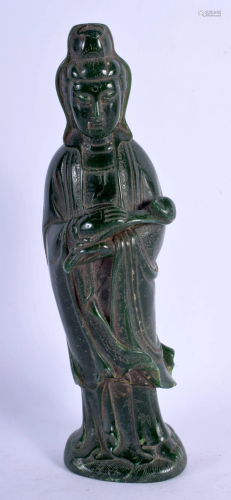 A CHINESE JADE TYPE FIGURE OF GUANYIN 20th Century,