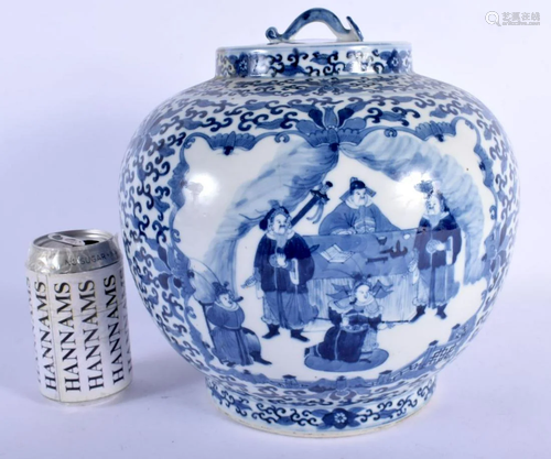 A 19TH CENTURY CHINESE BLUE AND WHITE PORCELAIN JAR A…