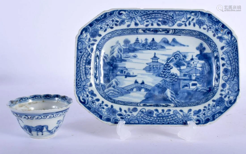 AN 18TH CENTURY CHINESE EXPORT BLUE AND WHITE PORCELAIN