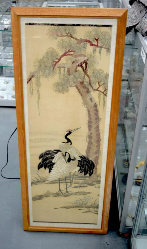 A LATE 19TH CENTURY CHINESE SILK EMBROIDERED PANEL …