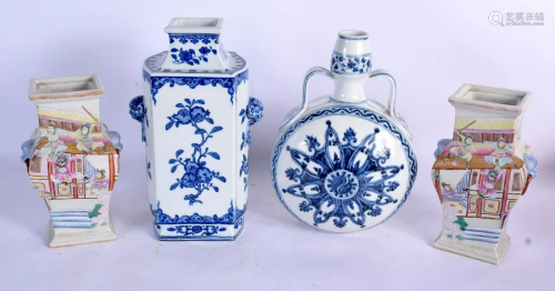 A CHINESE BLUE AND WHITE PORCELAIN SQUARE FORM VASE