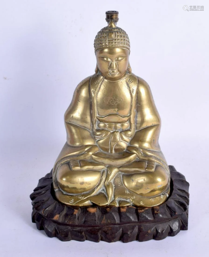 A 19TH CENTURY CHINESE POLISHED BRONZE FIGURE OF A