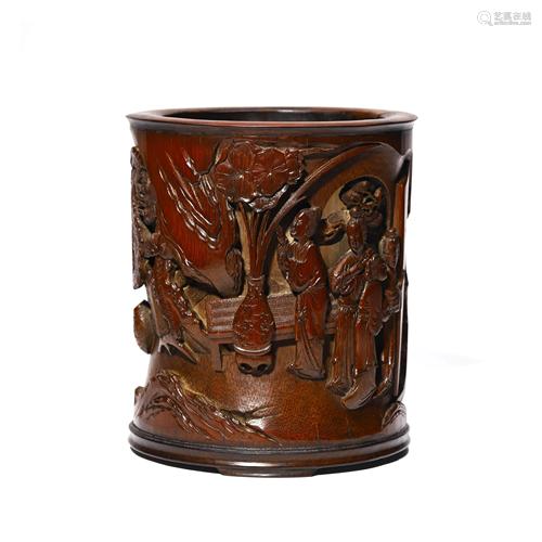 A Carved Bamboo Brush-pot