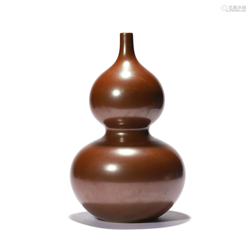 An Aubergine Glazed Double Gourds Vase, Qianlong Mark