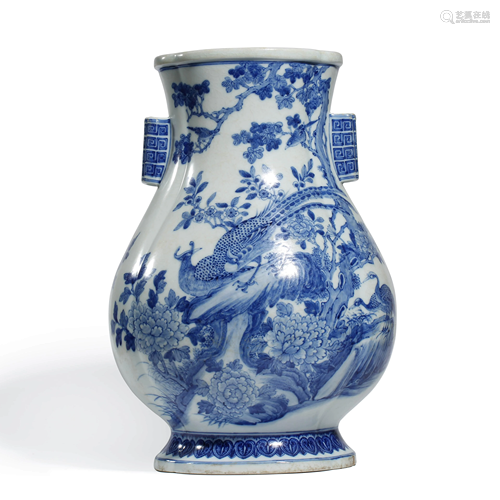 A Blue and White Zun Vase, Qianlong Mark