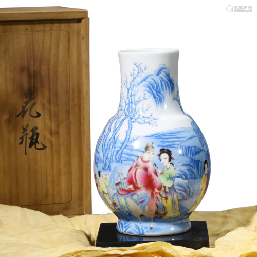 A Falangcai Figural Vase, Qianlong Mark