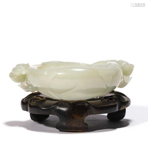 A Carved White Jade Washer