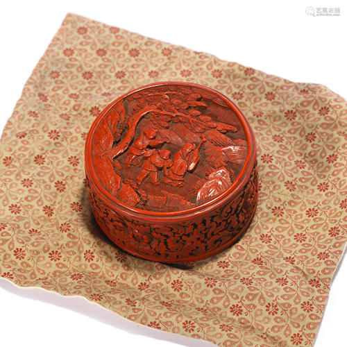 A Carved Cinnabar Lacquer Box