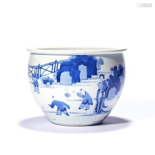 A Blue and White Jardiniere