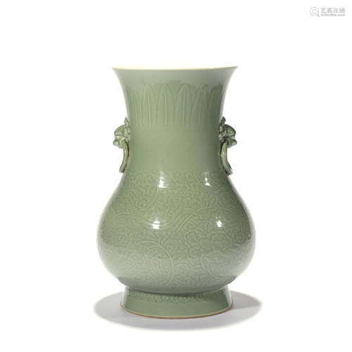 A Longquan Celadon Glazed Zun Vase