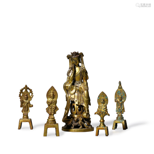 A Group Gilt-bronze Standing Buddha