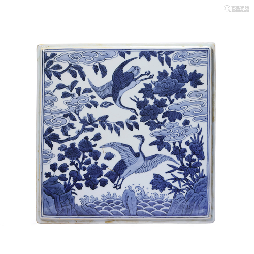 A Blue and White Porcelain Plaque